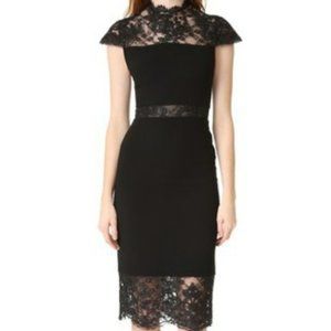 Alice + Olivia Kim Mock Neck Lace Dress, Black, Size 6